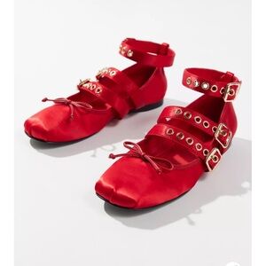 Jeffrey Campbell Ballotté Buckled Ballet Flat in Red